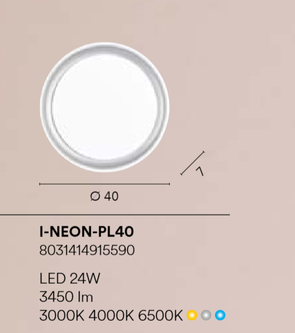 Plafoniera LED CCT tonda in metallo con diffusore in acrilico bianco con bordo argento due dimensioni NEON Plafoniera LED CCT tonda in metallo con diffusore in acrilico bianco con bordo argento due dimensioni NEON